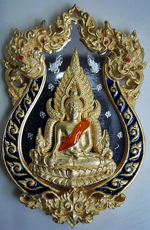 พระพุทธชินราช จอมราชันย์ เนื้อกะไหล่ทองลงยาสีน้ำเงิน"๔๑๗"
