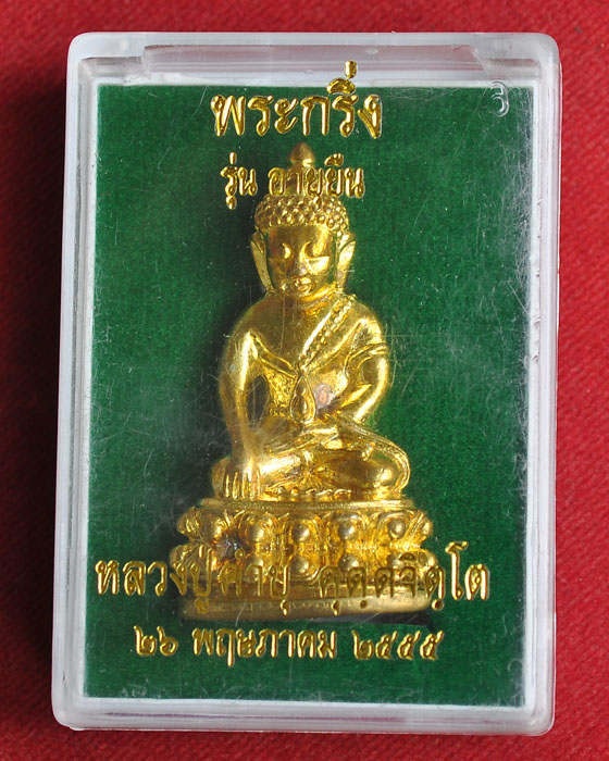 พระกริ่งอายุยืน หลวงปู่คำบุ วัดกุดชมภู เนื้อทองทิพย์