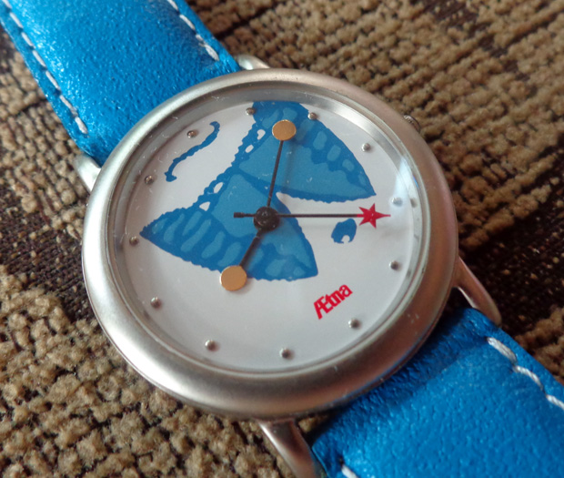 นาฬิกา AEtna Horoscope Club สายหนังฟ้า JAPAN MOVT ระบบ water resistant