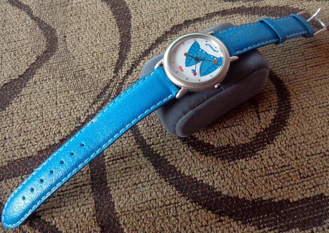 นาฬิกา AEtna Horoscope Club สายหนังฟ้า JAPAN MOVT ระบบ water resistant
