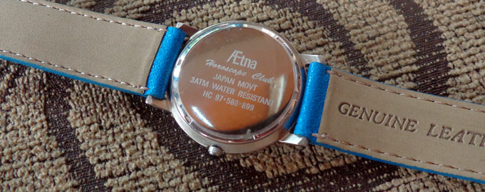 นาฬิกา AEtna Horoscope Club สายหนังฟ้า JAPAN MOVT ระบบ water resistant