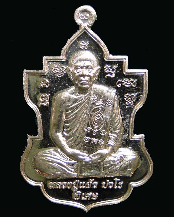 เหรียญใบสาเกเนื้อทองแดง หลวงปู่แผ้ว รุ่น ฉลองอายุ 90 ปี No.7