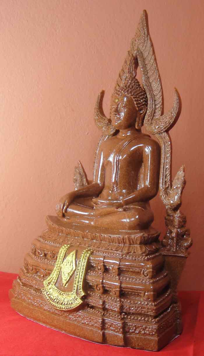 พระบูชาพุทธชินราช เนื้อกระเบื้องหลังคาโบส์ถผสมเร่ซิ่น ขนาดหน้าตัก 5 นิ้ว
