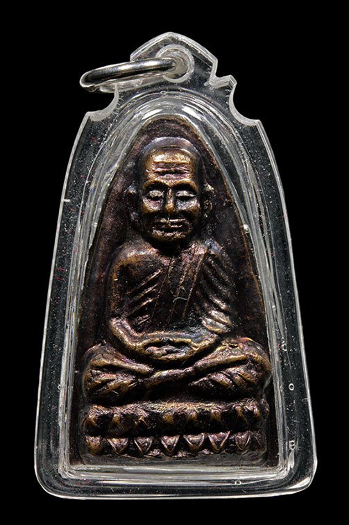 หลวงปู่ทวดวัดช้างให้ พิมพ์หลังหนังสือ ปี24 เนื้อทองเหลืองรมดำ