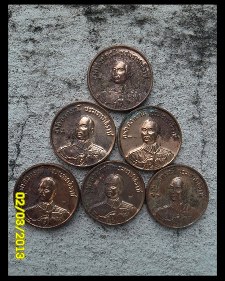 >> เคาะเดียว << เหรียญ ร.5 ร.ศ.212 หลังพระเกี้ยว ชุด 6 เหรียญ