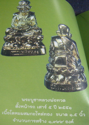 รูปหล่อบูชาฐานบัวหลวงปู่ทวดเนื้อกระไหล่ทอง วัดห้วยมงคล ประจวบฯ