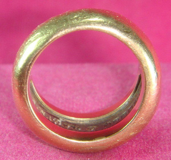 แหวนปลอกมีดรุ่นแรก เนื้อเงินหุ้มทอง หลวงพ่อเพี้ยน วัดเกริ่นกฐิน ลพบุรี