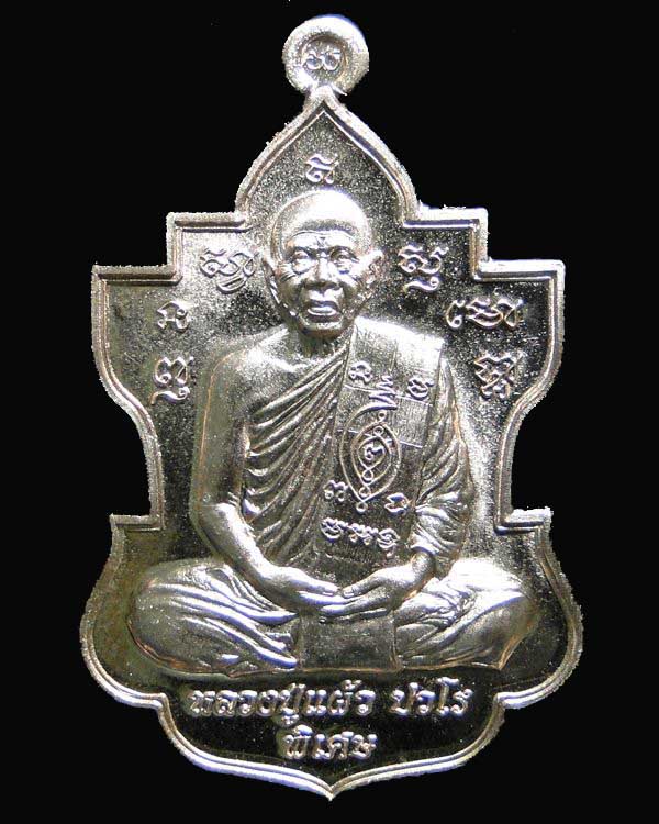 เหรียญใบสาเกเนื้อทองแดง หลวงปู่แผ้ว รุ่น ฉลองอายุ 90 ปี No.9