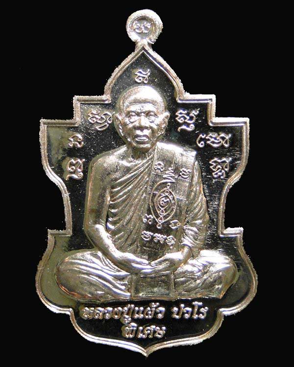 เหรียญใบสาเกเนื้อทองแดง หลวงปู่แผ้ว รุ่น ฉลองอายุ 90 ปี No.7