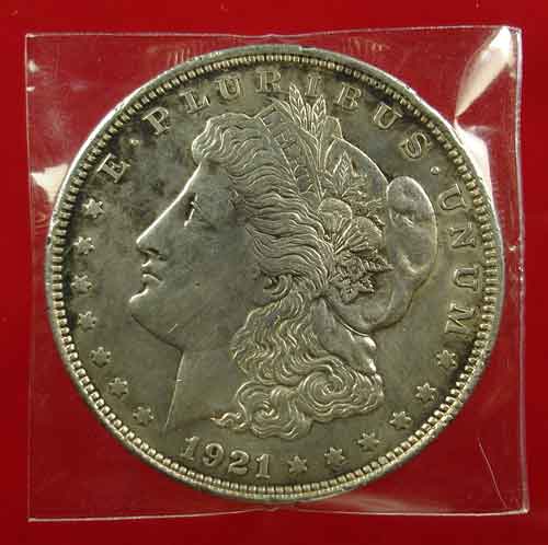 เหรียญ 1 ดอลลาร์ (ONE DOLLAR) ประเทศสหรัฐอเมริกา เนื้อเงิน ปี คศ.1921 