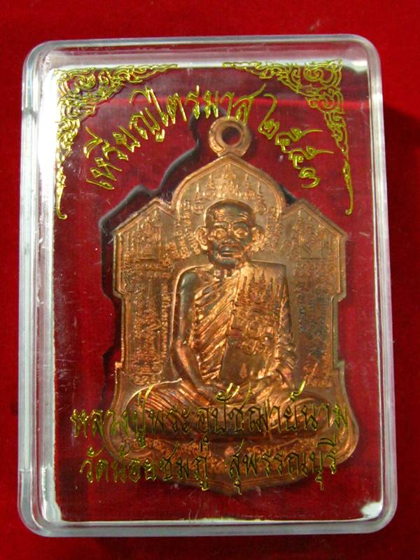 เหรียญจิ๊กโก๋ เหรียญไตรมาส 53 หลวงปู่นาม วัดน้อยชมภู่ เนื้อทองแดง กล่องเดิม...1413