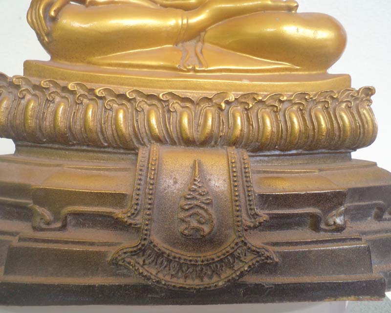 พระบูชา เนื้อปูน เคลือบ สีเหลืองทอง วัดจำปาหล่อ อ่างทอง หน้าตัก 5 นิ้ว **เคาะแรก**