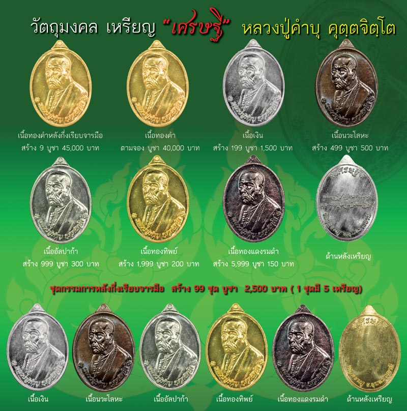 เหรียญเศรษฐี หลวงปู่คำบุ วัดกุดชมภู (ชุดกรรมการ) หมายเลข ๔๐