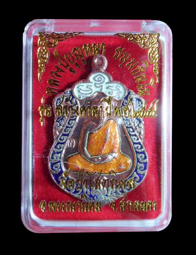 เหรียญเสมาหลวงปู่บุญหนา วัดป่าโสตถิผล รุ่นสร้างศาลา เนื้อทองแดงลงยา หมายเลข 594 พร้อมกล่องเดิม
