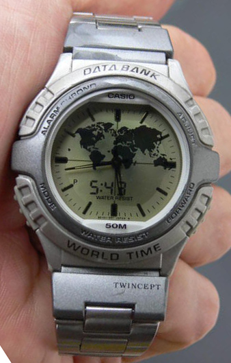 SALE รอบเดียว นาฬิกา CASIO รุ่น DATA BANK world time ' 50M water resist ของแท้