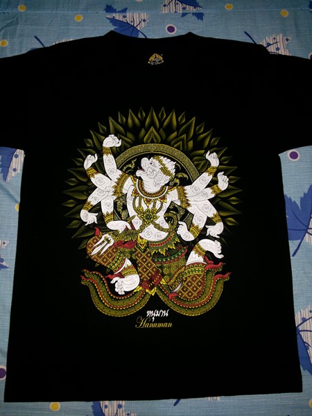 เสื้อยืดคอกลมสีดำ "ลายไทย" เนื้อดีมาก "งานเนี๊ยบ ผ้าcotton100% มือ1