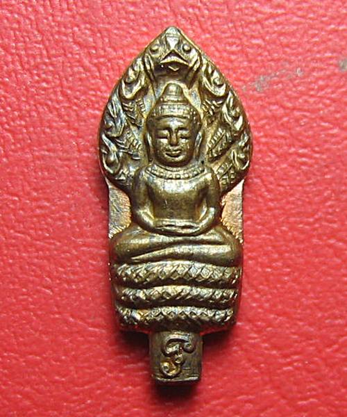เคาะเดียวแดง พระปรกมะขามยอดธง รุ่นแรก หลวงพ่อเสริฐ วัดโอภาสี เนื้อทองแดง 