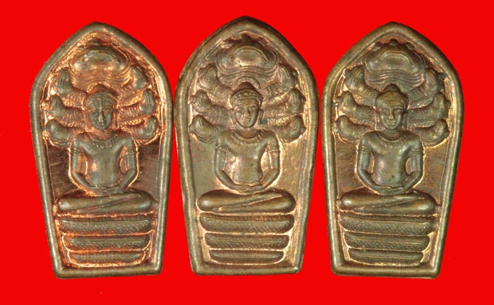 พระนาคปรกใบมะขาม หลวงพ่อนนท์ วัดเหนือวน ราฃบุรี 3 องค์