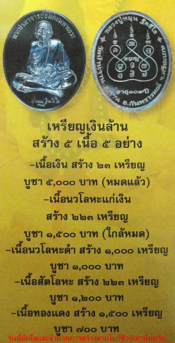 **ได้เท่าไร เท่านั้น**เหรียญเงินล้านหลวงปู่หมุน วัดบ้านจาน รุ่น"เศรษฐีเงินล้าน"เนื้อนวโลหะดำ # 780
