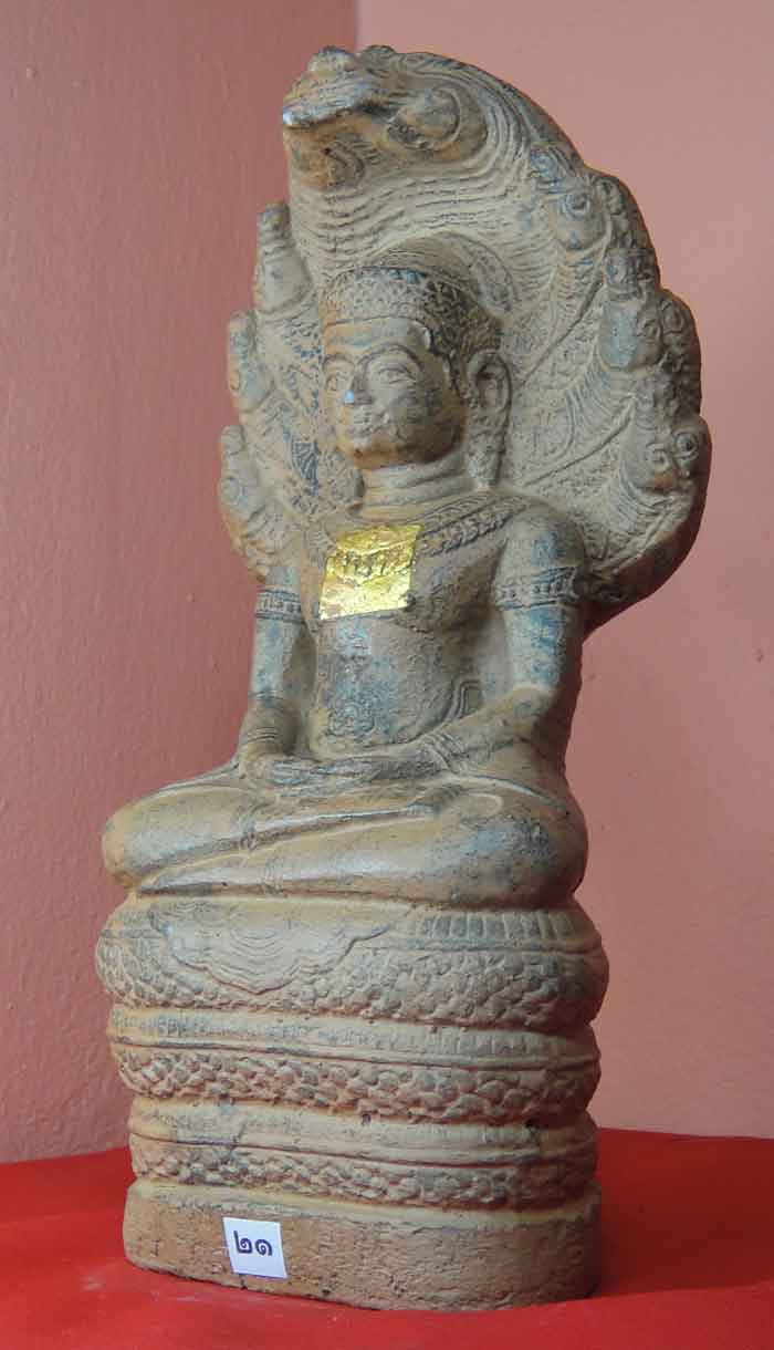 (((วัดใจ๑๐บาท)))พระบูชาปางนาคปรก เนื้อศิลาแลงหล่อ (พระปางนาคปรกย้อนยุค)