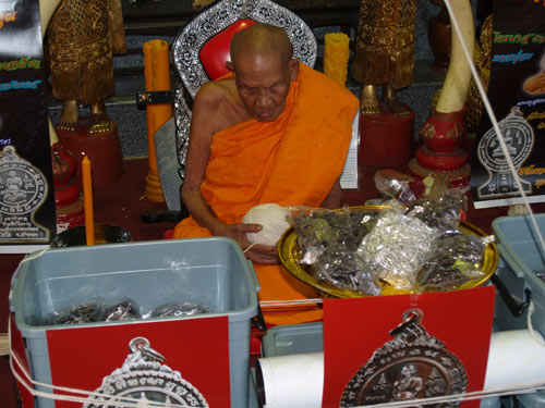 เหรียญพุทธซ้อน บัลลังพุทธคุณ หลวงปู่สายวัดดอนกระต่ายทอง เนื้อนวะ