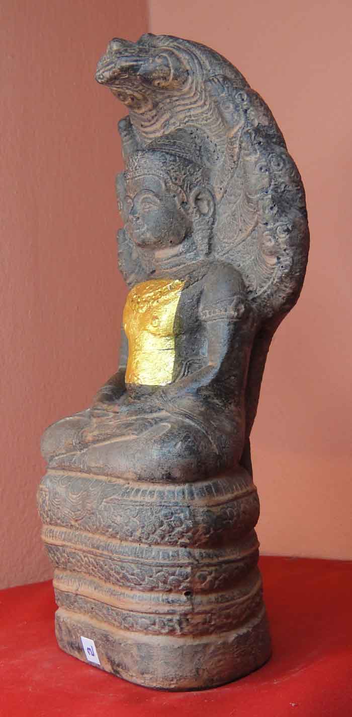 (((วัดใจ๑๐บาท)))พระบูชาปางนาคปรก หน้าตัก 5 นิ้ว เนื้อศิลาแลงหล่อ (พระปางนาคปรกสร้างใหม่ประณีตสวยงาม