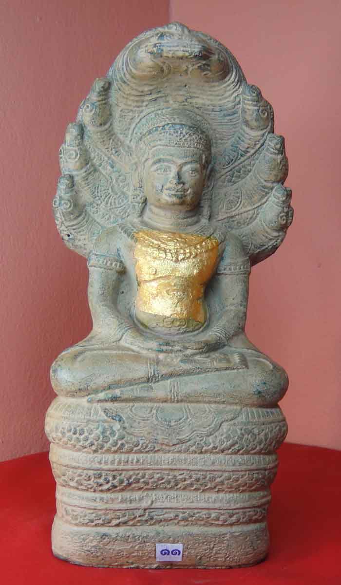 (((วัดใจ๑๐บาท)))พระบูชาปางนาคปรก หน้าตัก 5 นิ้ว เนื้อศิลาแลงหล่อ (พระปางนาคปรกสร้างใหม่งานพุทธศิลป์ป