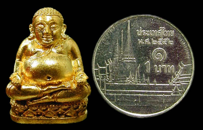 พระสังกัจจาย รุ่นรับทรัพย์ วัดหนองกรับ (ไตรมาส 54)เนื้อทองเหลืองกะไหล่ทองก้นอุดผง ......เคาะแรก