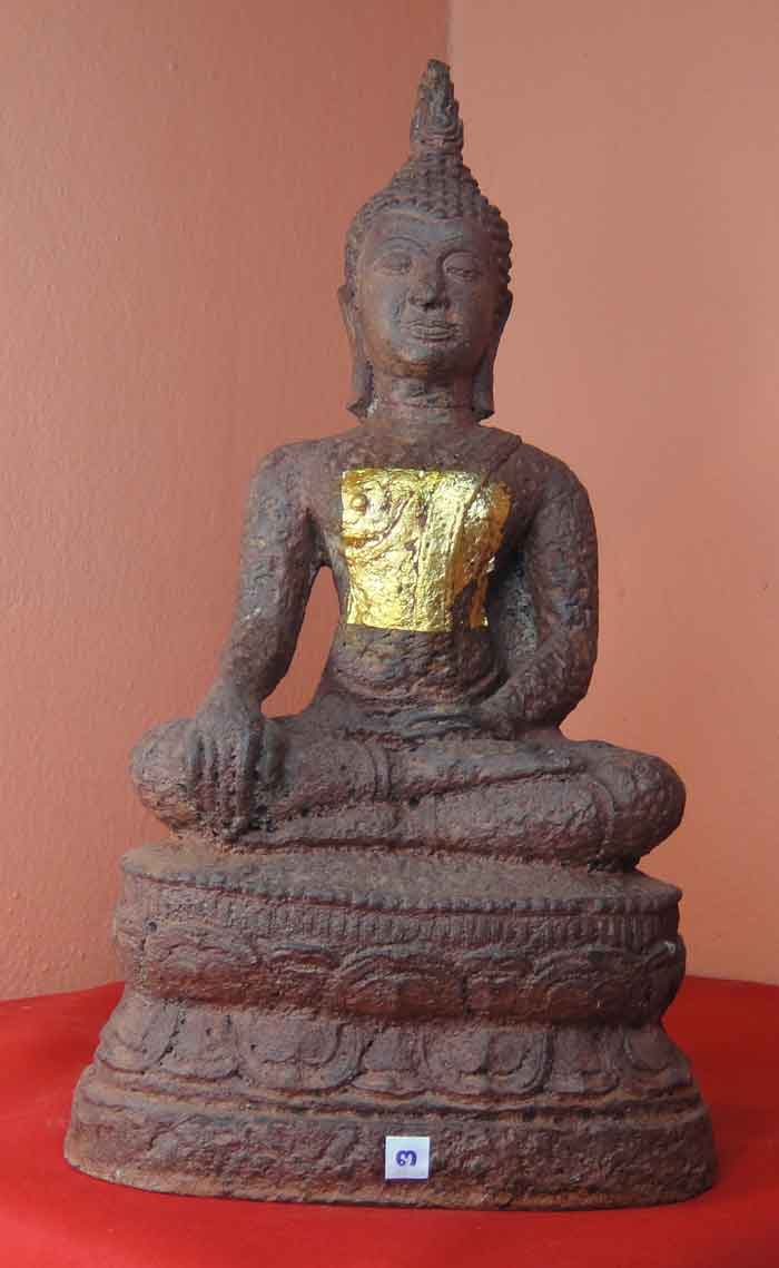 (((วัดใจ๑๐บาท)))พระพุทธรูปศิลปะสุโขทัย เนื้อศิลาแลงหล่อ ขนาดหน้าตัก 5 นิ้ว งานฝีมือพุทธศิลป์ประณีตสว