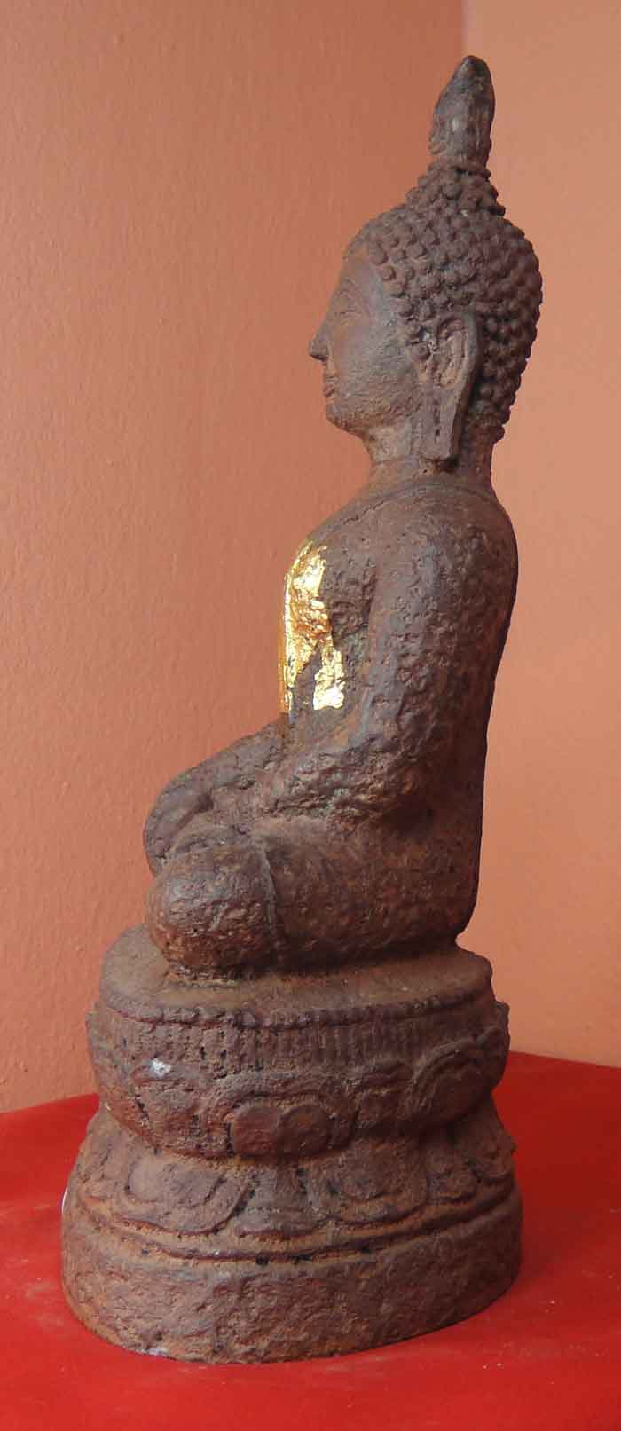 (((วัดใจ๑๐บาท)))พระพุทธรูปศิลปะสุโขทัย เนื้อศิลาแลงหล่อ ขนาดหน้าตัก 5 นิ้ว งานฝีมือพุทธศิลป์ประณีตสว