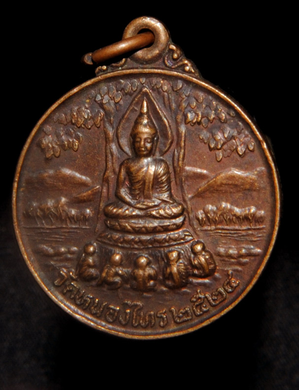 เหรียญพระพุทธเจ้าแสดงพระธรรม หลังพระครูสัจจาภิมณฑ์ หลวงปู่มหานิน วัดหนองไทร 2524ชลบุรี