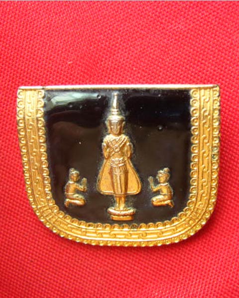 เข็มกลัดพระพุทธ ปางห้ามญาติ วัดดุ๊กตา นครปฐม ปี 2525 กะไหล่ทองลงยา