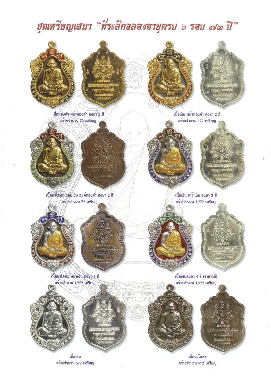 เสมา 6 รอบ หลวงพ่อสาคร วัดหนองกรับ เนื้อเงินลงยา 4 สี ราชาวดี