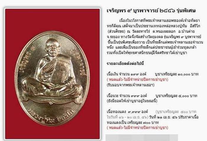 	เหรียญ "เจริญพร ๙ บูรพาจารย์'' หลวงปู่ทิม วัดละหารไร่ เนื้อทองแดง หมายเลข 8948