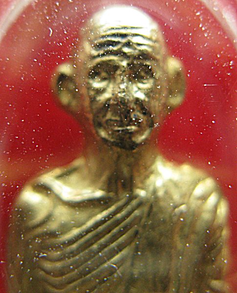 รูปเหมือนปั๊ม เนื้อทองเหลือง หลวงพ่อเดิม วัดหนองโพ หน้าผาก ๔ เส้น ห.ขีด รุ่นเพดานโบสถ์ ปี ๒๔๙๓