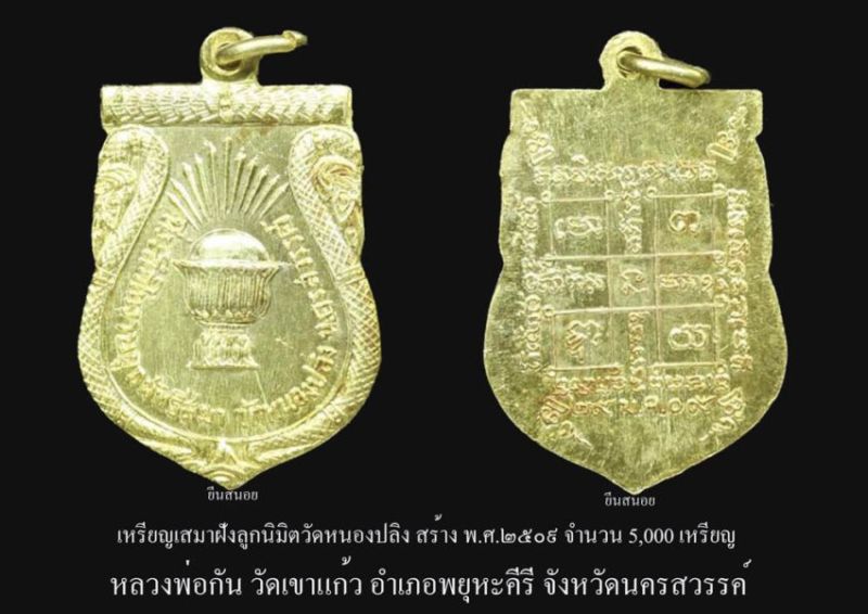 เหรียญเสมาฝังลูกนิมิตวัดหนองปลิง หลวงพ่อกัน วัดเขาแก้ว องค์ที่3