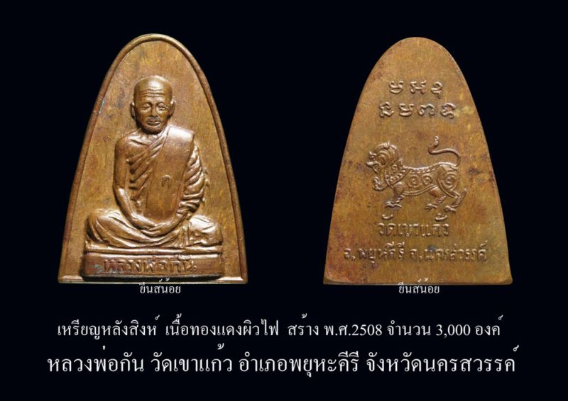 เหรียญเตารีดหลังสิงห์ หลวงพ่อกัน วัดเขาแก้ว องค์ที่2