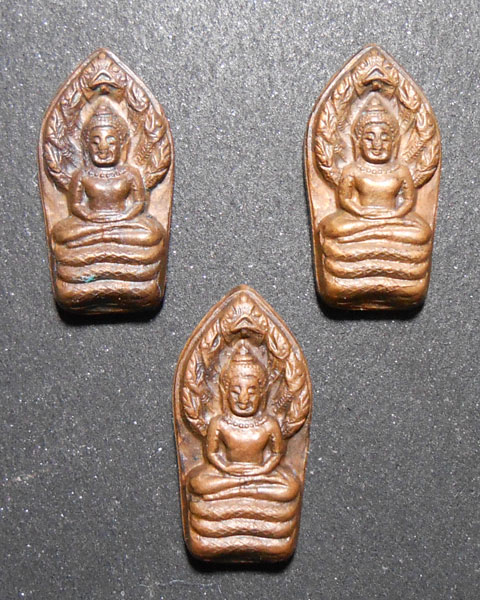 พระปรกใบมะขาม หลวงพ่อเปิ่น วัดบางพระ เนื้อทองแดง 3องค์(1)