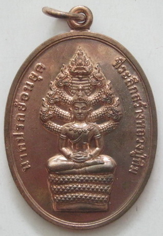 เหรียญเจริญนาคปรกย้อนยุค เนื้อนวะ หมายเลข 1294 ปี2556 พระยอดนิยม อนาคตไกล พร้อมบัตรรับรอง