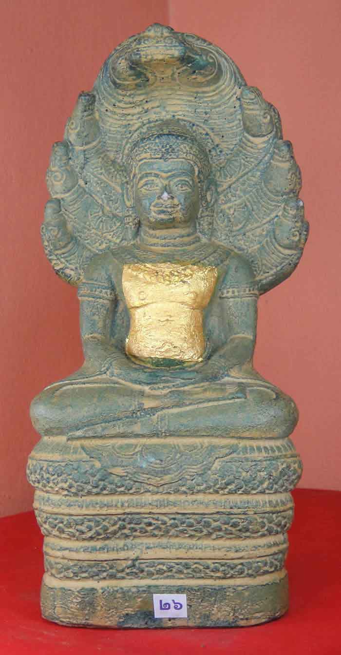 (((วัดใจเคาะเดียว๑๐บาท)))พระบูชาปางนาคปรก เนื้อศิลาแลงหล่อ