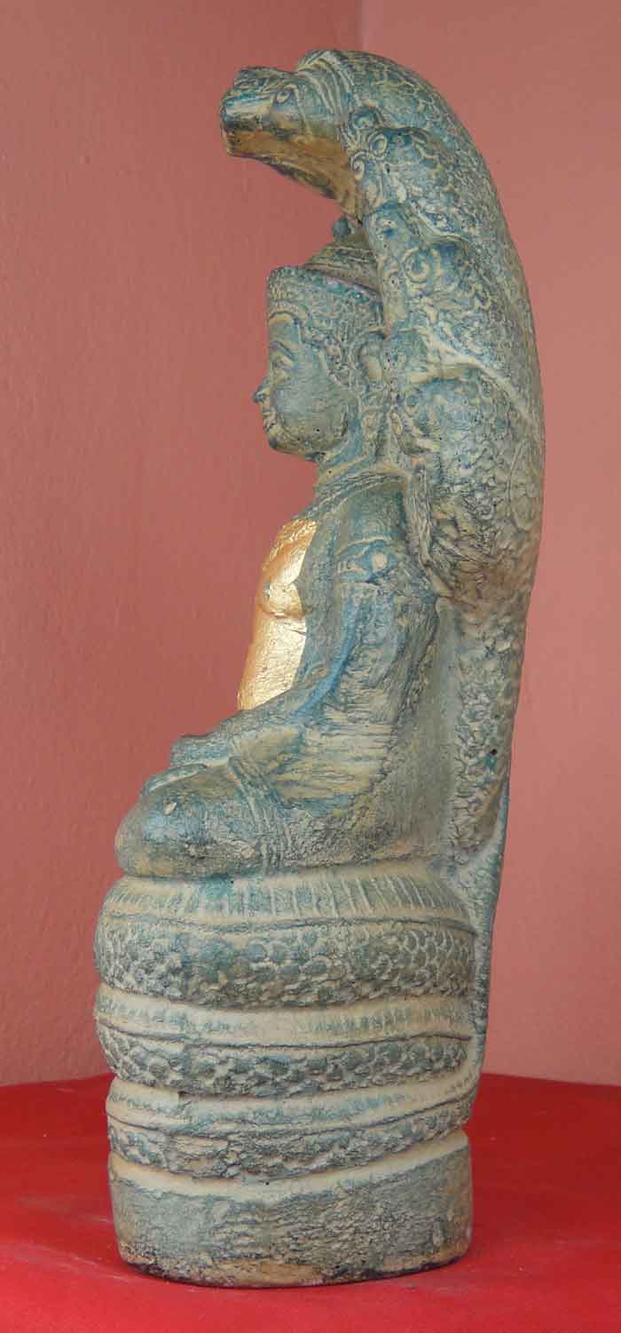 (((วัดใจเคาะเดียว๑๐บาท)))พระบูชาปางนาคปรก เนื้อศิลาแลงหล่อ