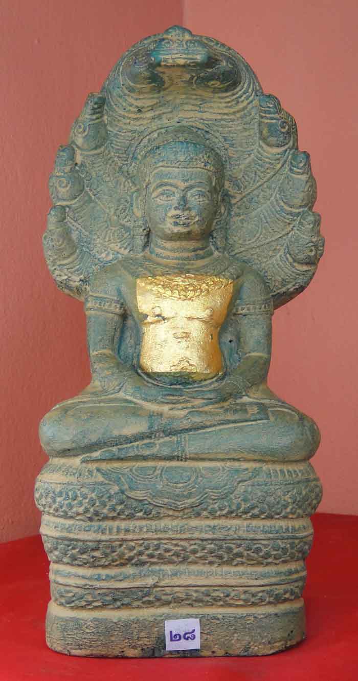 (((วัดใจเคาะเดียว๑๐บาท)))พระบูชาปางนาคปรก เนื้อศิลาแลงหล่อ