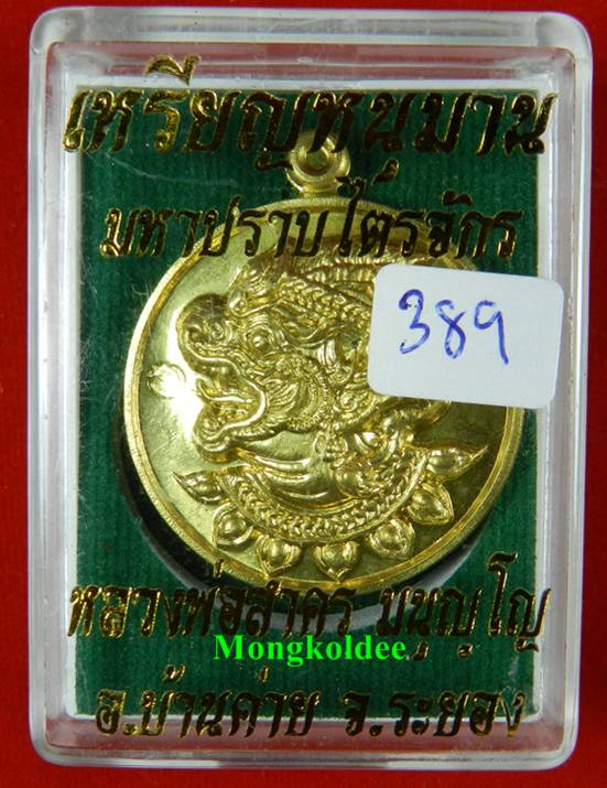  เหรียญหนุมาน หลวงพ่อสาคร วัดหนองกรับ รุ่นมหาปราบไตรจักร เนื้อใบพัดเรือ หมายเลข 389