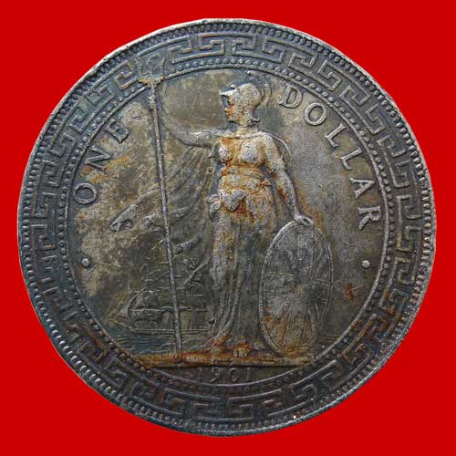 เหรียญกษาปณ์เงิน Britania Trade Dollar ปี 1901 
