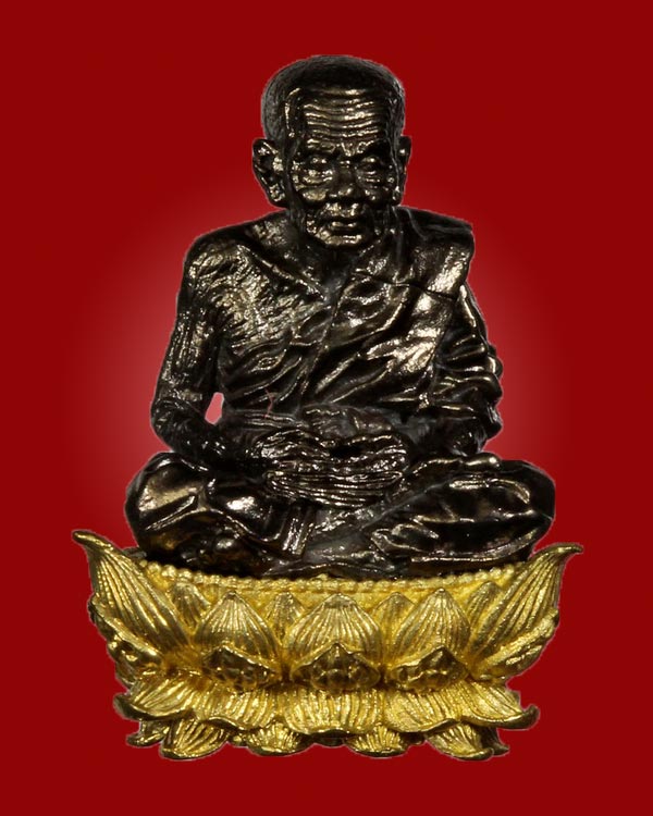 หลวงปู่ทวด รุ่นปาฏิหาริย์สองโพธิสัตว์ รูปหล่อลอยองค์ 1.2 นิ้ว เนื้อไวท์บราสฐานทองระฆัง หมายเลข 51