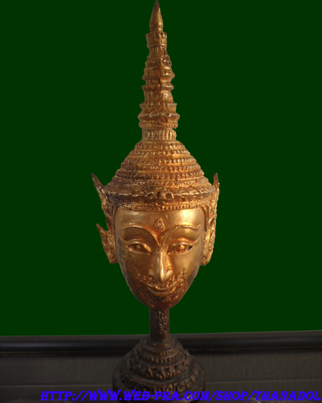 หลวงปู่กาหลงเขี้ยวแก้ว วัดเขาแหลม จ.สระแก้ว เศียรพระลักษณ์หน้าทองเนื้อสำริดชุบทองไมครอนทอง ขนาดตั้งบ