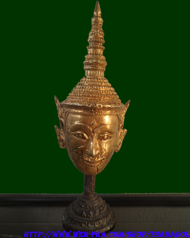 หลวงปู่กาหลงเขี้ยวแก้ว วัดเขาแหลม จ.สระแก้ว เศียรพระลักษณ์หน้าทองเนื้อสำริดชุบทองไมครอนทอง ขนาดตั้งบ