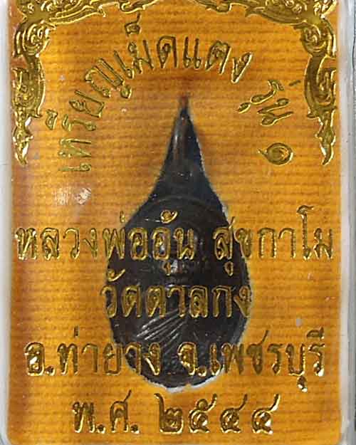 วัดใจ เคาะแรก !!! เหรียญเม็ดแตง รุ่น 1 หลวงพ่ออุ้น สุขกาโม วัดตาลกง จ.เพชรบุรี ปี 2544 เนื้อทองแดง