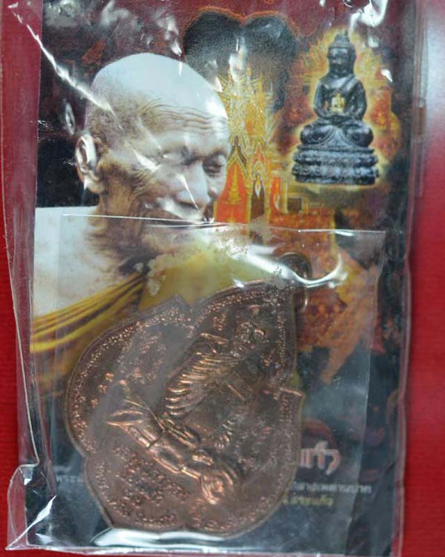 หลวงปู่กาหลงเขี้ยวแก้ว วัดเขาแหลม จ.สระแก้ว เหรียญนารายณ์พลิกแผ่นดิน เนื้อทองแดง ตอกโค๊ดรันno.428  ส