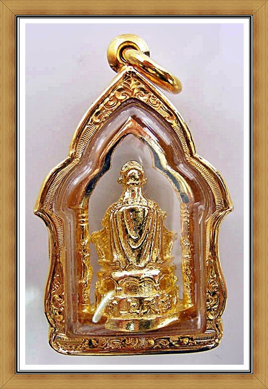 รูปเหมือนลอยองค์ เจ้าพ่อเสือ เสาชิงช้า เนื้อทองคำ เลี่ยมทองคำ